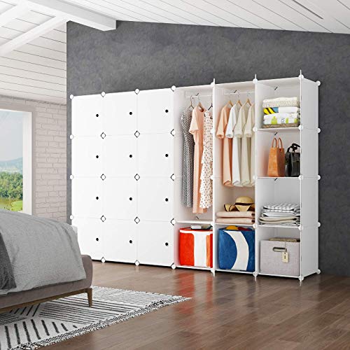 JYYG Portable Wardrobe Closets 14\"x18\" Depth Bedroom Armoire, Clothes Storage Organizer, 24 Cubes