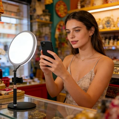 de luz con Soporte, iluminación portátil de Brillo Ajustable, luz de Escritorio para grabación de Video, para computadora, transmisión en, videoconferencia, vlog, Maquillaje, hogar - imagen 3