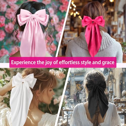 Lazos grandes para cabello con clip metálico, 4 piezas miniatura 3
