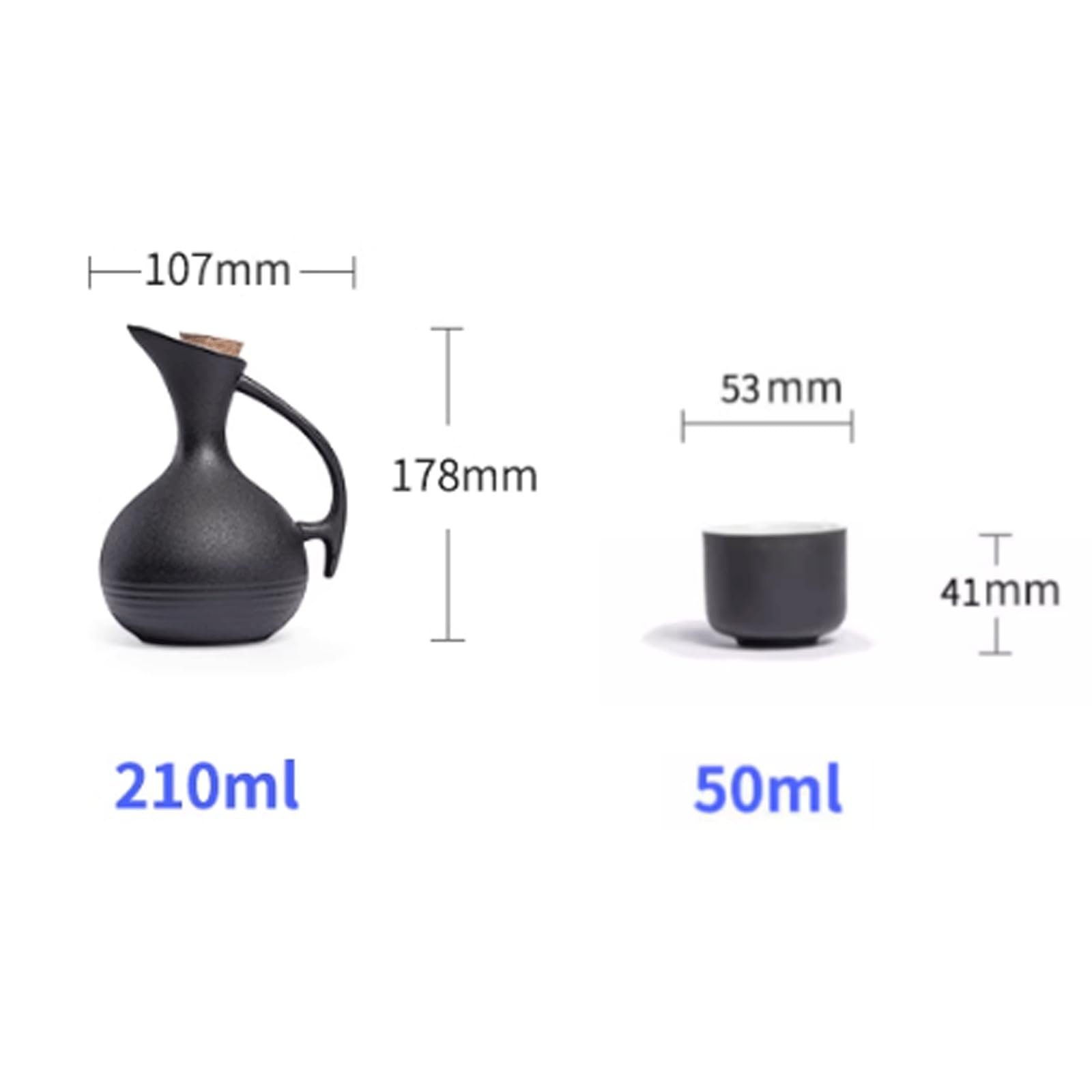 esmen Ensemble de Tasses à saké Japonais, 5 pièces, avec 1 Bouteille de Service à saké et 4 Tasses à saké, Tasses en céramique, Verres à vin artisanaux