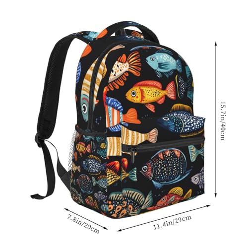 Fishpattern Vintage Backpack For Camping Office Men/Male2