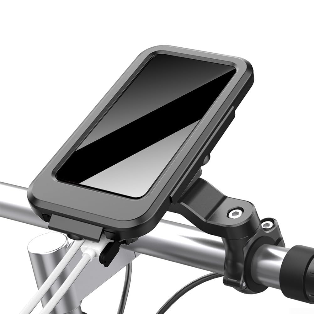 Supporto Telefono per moto con Ricarica Wireless Impermeabile Antivibrazione per Manubrio 15-40mm Rotazione 360 Gradi