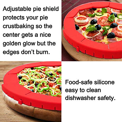 Pie Crust Shield,Silicon Pie Crust Shield,Pie Crust Shield,Pie Crust Protector Shield for Baking Pie Fit 8 Inch to 11.4 Inch Diameter Pies (4 Pieces, Red) - Thumbnail 4