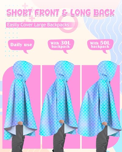 Image of OlyPegic Kids Rain Poncho with Hooded Reusable Waterproof Lightweight Ponchos Kids Boy Girl Raincoat Outwear