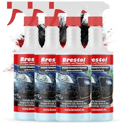 Brestol Insektenentferner 4X 750 ml gebrauchsfertig - Insektenlöser Polycarbonat geeigneter Insektenreiniger Vogelkotentferner Spezialreiniger alkalisch