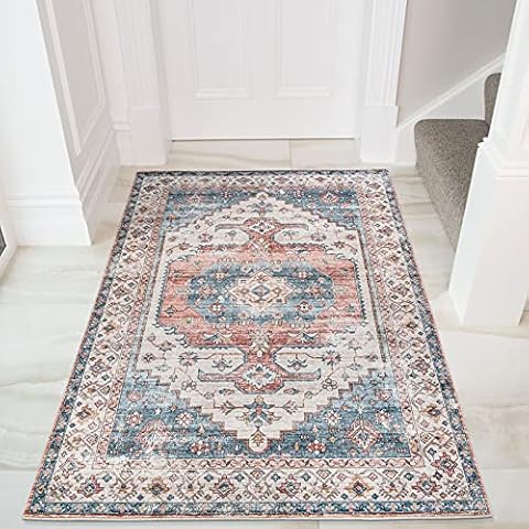 Taleta Fineen Area Rug Traditional Persian Art Soft and Easy to Clean Non-shedding Indoor Rug for Living Room(Orange, 80*150cm) Cover