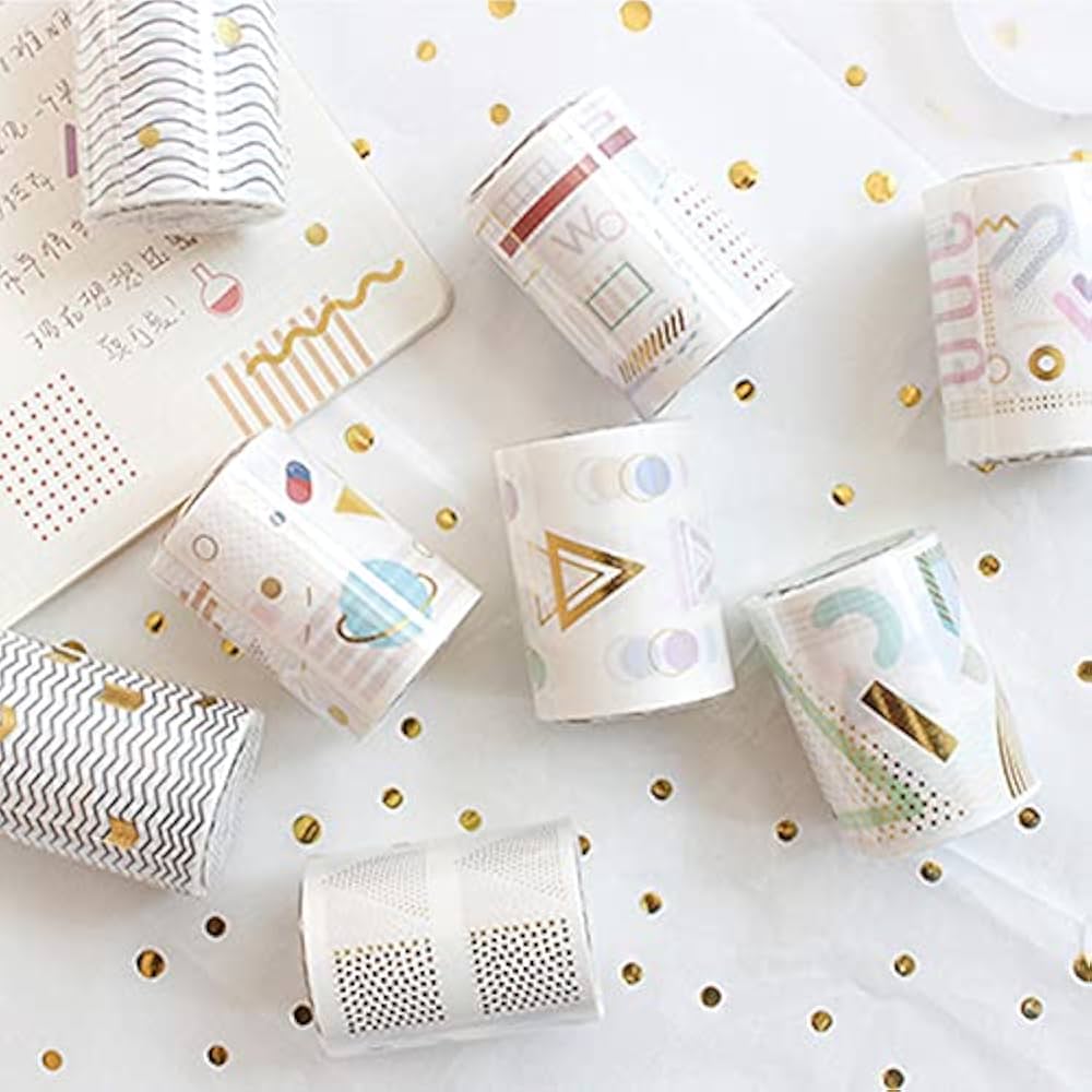 マスキングテープ・幾何形金箔押しテープセット 2個セット 波模様 マスキングテープ 幾何形 金箔押しテープセット おしゃれ 2種