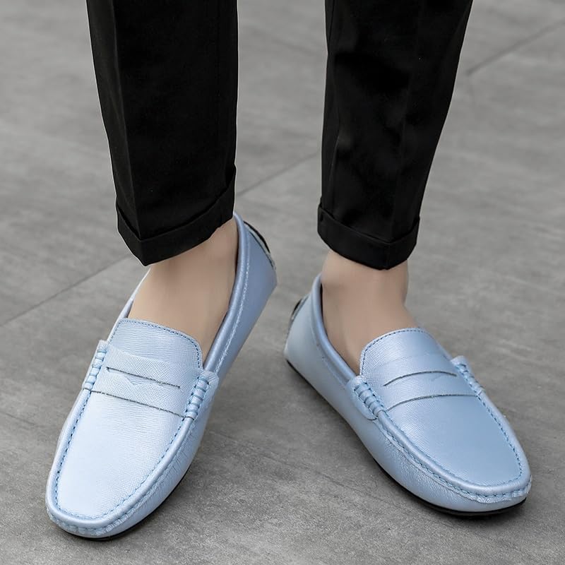 Men's Loafers Shoes Genuine Leather Stitching Details Penny Driving Loafer Flat Heel Lightweight Comfortable Fashion Slip-on4
