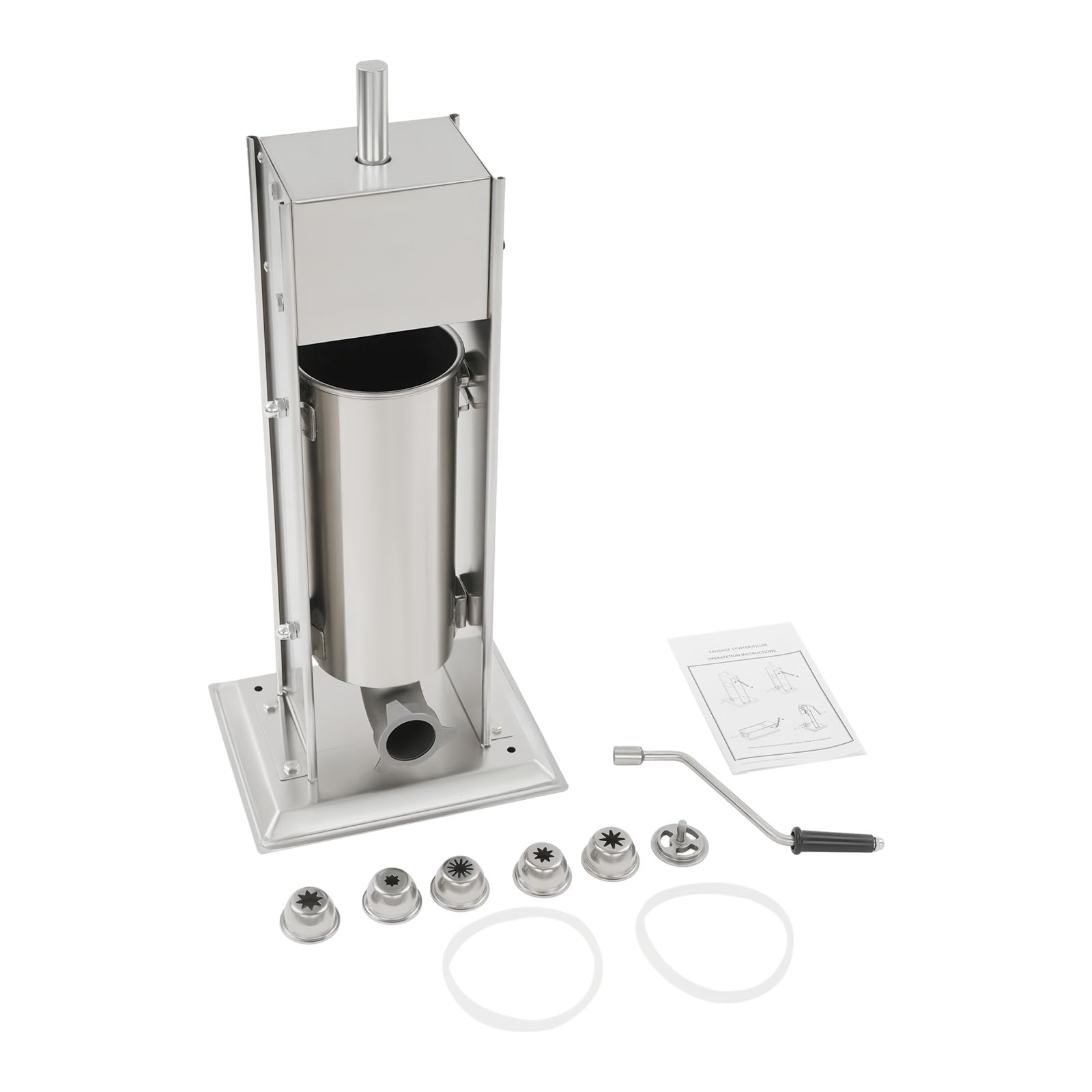 Apparecchio per Churros Metallico, Macchina per Churros Manuale 5L in Acciaio Inox Professionale con 6 Ugelli, Pressa Pasta Manuale per Ristorante Panetteria, Caffè, Secchio 5 Litri Inox Alimentare