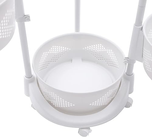 Miniatura 27 de Estante giratorio de almacenamiento de cocina de 5 niveles, cestas de almacenamiento de frutas y verduras giratorias de 180° con ruedas, estantes