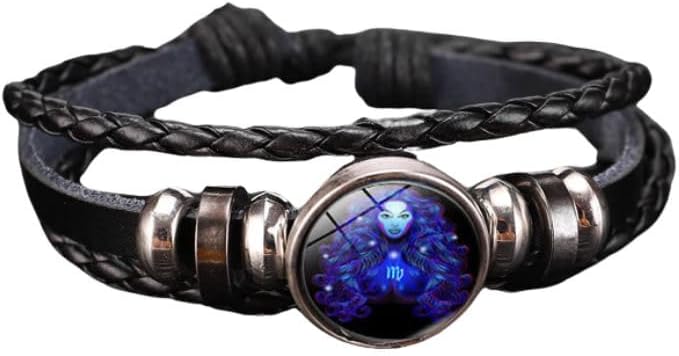 Fuqimanman2020 Zodiac Signs Spirit Bracelet Adjustable 12 Constellation Bracelet Multilayer Black Leather Wrap Bracelets Christmas Birthday Jewelry Gifts for Women Men