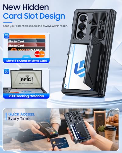 Image of for Samsung Galaxy Z Fold 8 Ultra Case Wallet & HD Screen Protector | Card Holder RFID Blocking, Slide Lens Cover, Hinge Protection, Shockproof Phone Cover for Z Fold 8 Ultra (Black)