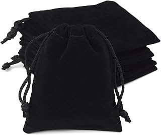 TKYPZY 10 Pack Black Velvet Drawstring Jewelry Pouches - Luxurious Gift Bags for Wedding Favors, Party Candy, Christmas Small Items