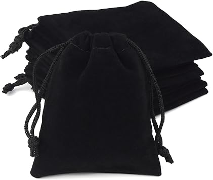 10 Pieces Velvet Drawstring Jewelry Pouches - Gift Bags for Wedding Party Favors, Candy, Christmas - Small Cloth Bags Black