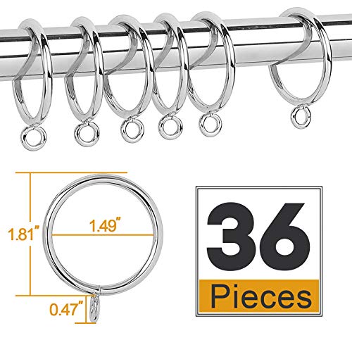 Anjuu 36 Pack 38Mm Inner Diameter Metal Curtain Drape Sliding Eyelet Rings Silver Tone #TOP1