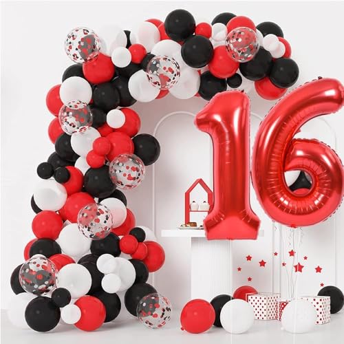 Image of TONIFUL 40 Inch Red Number 60 Balloons Large Foil 60th Birthday Decorations
