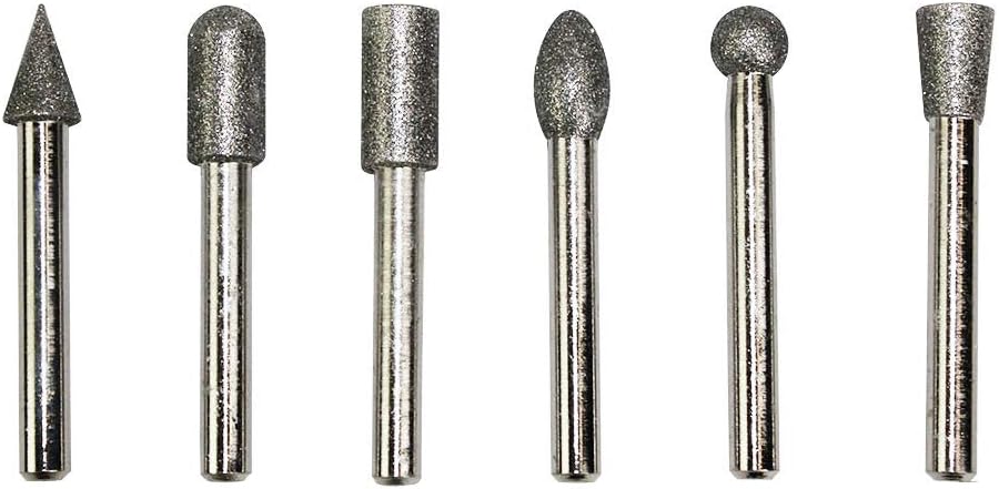 Big Horn 19392 6 PC Diamond Burr Set - 1/4 Inch Shank, 80 Grit - Medium