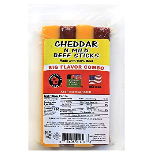 WISCONSINS BEST and WISCONSIN CHEESE COMPANY - Paquetes combinados grandes de Cheddar N Stick 375 onzas paquete de 12 Excelente en regalos de