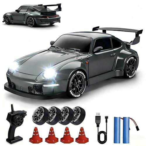 1:24 Scale RC Drift Car with LED Lights, 25km/h 4WD High Speed, Dual Batteries 50+ Min Play, 2.4GHz...
