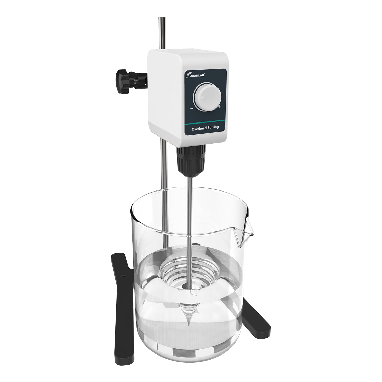 JOANLAB Agitatore a Immersione Overhead Stirrer, Miscelatore da Laboratorio 24W con Pala e Supporto Inox, Regolazione Velocità Analogica a Manopola 100-1200 RPM, per 10L(OS-5E)