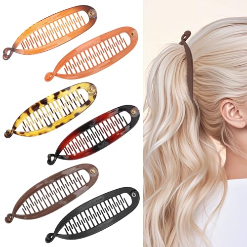 WHAVEL Pinzas Banana para Mujeres Paquete de 6 Clips Banana para Pelo Fino, Grueso y Delgado, Fuerte Sujeción miniatura 1