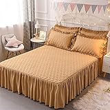 DUJUN Cama y Colcha con Falda de Cama con Volantes,Antiarrugas Antideslizante a Prueba de Polvo,fácil de Colocar y Quitar,para habitación de Hotel/Dormitorio,  A10 150 * 200 cm