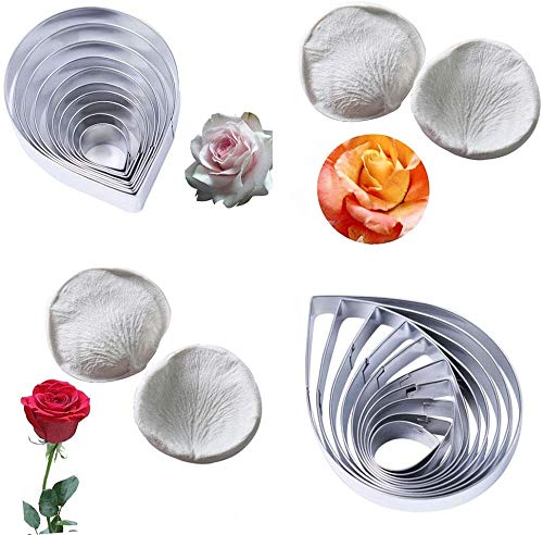14 Pcs Rose Leaves Cutter Set Rose Petals Silicone Fondant Mould Veining Petal Sugar Flower Making Tool Cake Decorating Gumpaste Flowers Decor #TOP6
