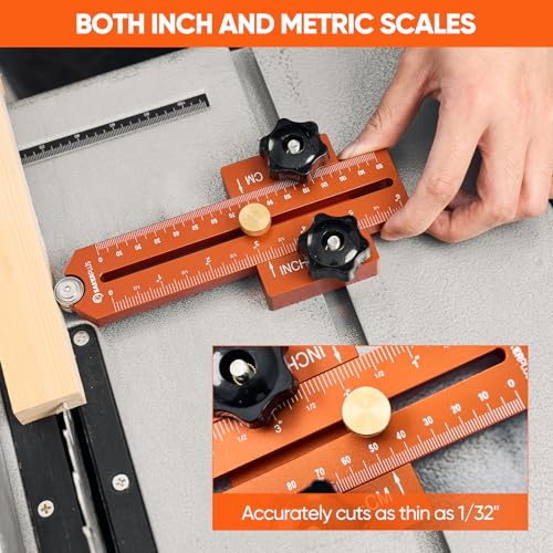 Image of Thin Rip Jig Table Saw Jig Guide, Thin Rip Jig for Repetitive Narrow Thin Strip Cutting, Fits for 3 /8 inch x 3 /4 inch T Slot, Woodworking Tool Fast Thin Ripping Guide for Table Saw Band Saw Router
