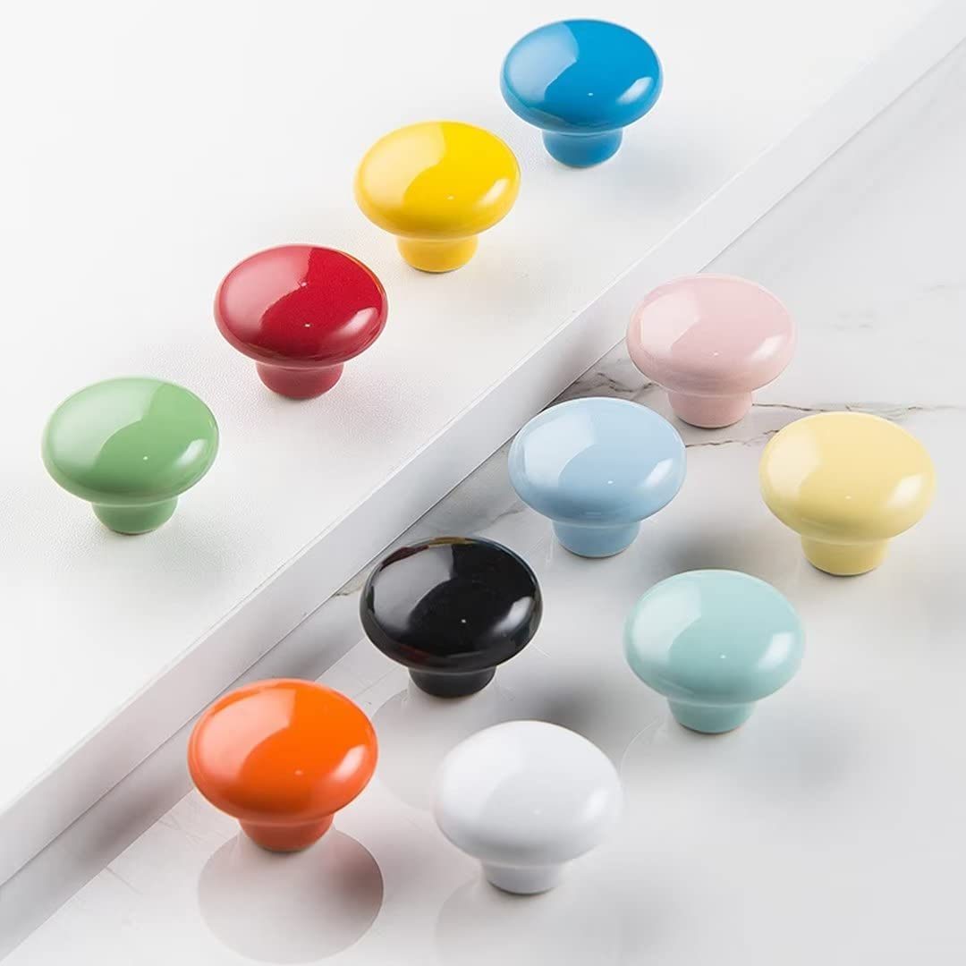 30 confezioni di maniglie per porte di credenze in ceramica, rotonde, per mobili e cassetti, maniglie con viti, maniglie colorate per bambini, per mobili e cassetti