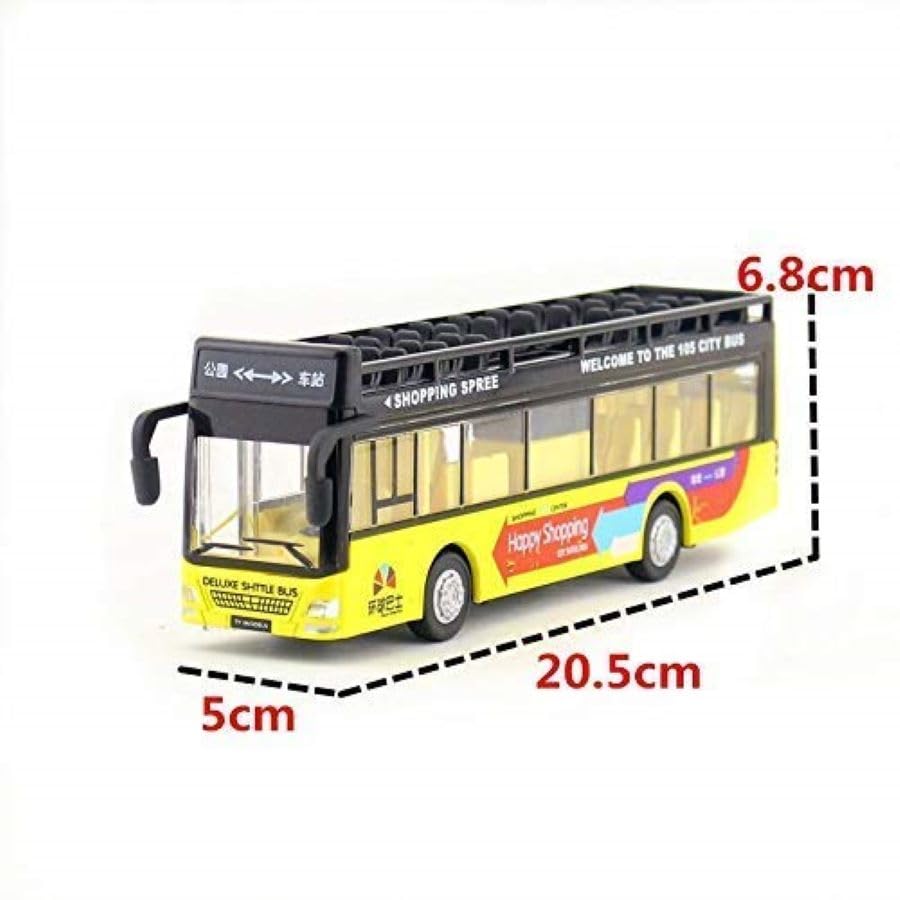Image of Diecast Alloy Metal Long Sight View Double Decker Bus Open Door Light & Music Model Pull Back Long Bus Toys for Boy Kids