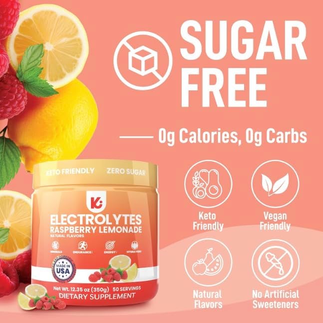 Keppi Electrolytes Powder – Raspberry Lemonade Flavor 50 Servings – No Sugar Hydration Supplement with Magnesium, Potassium, Sodium – Keto, Vegan, Fasting-Friendly, Zero Calorie Electrolyte Drink - Image 4