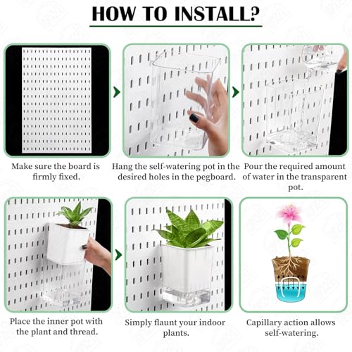 Image of ABOUT SPACE Peg Board Accessories Self Watering Pot - Floating Plant Pot | Indoor Plants Pots for Home, Office, Kitchen, Living Room - Only Planter Flower Pot (White-L 10 x B 10 x H 14 cm) - Large