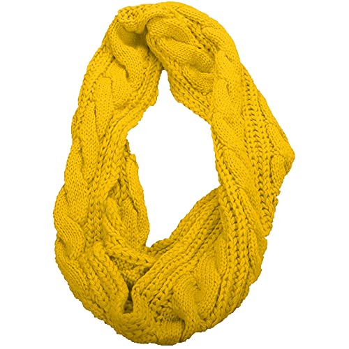 POLG Women Winter Ribbed Circle Loop Scarf Knit Infinity Chunky Cable Knit Scarf Thick Neck Warmer for Women (Yellow, One Size)2