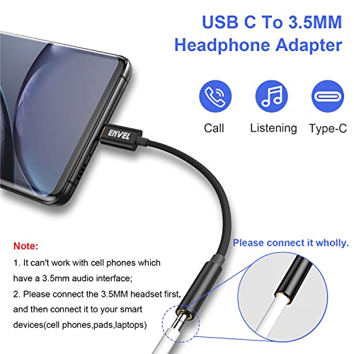 Envel Usb C To 3.5Mm Headphone Jack Adapter, Type-C To Aux Audio Cable Cord Compatible With Samsung Galaxy S23 S22 S21+S20 Ultra Fe Tab S8 S7, Ipad Pro 2018 2020 2021,Google Pixel 7 6 5 4 Xl,Xiaomi #TOP2