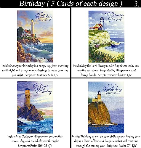King James Kjv 60 Ct Birthday Christian/Religious Greeting Card Set W/Scripture #TOP24