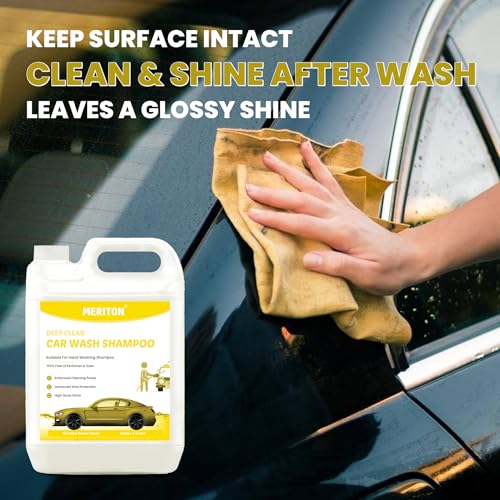 Image of Meriton 5 Liter Car Wash Shampoo - Concentrate | pH Neutral Formula | Enhanced Cleaning Power | High-Foam Deep Cleaning | Wax Protection | High Gloss Finish | Ideal for Hand Washing