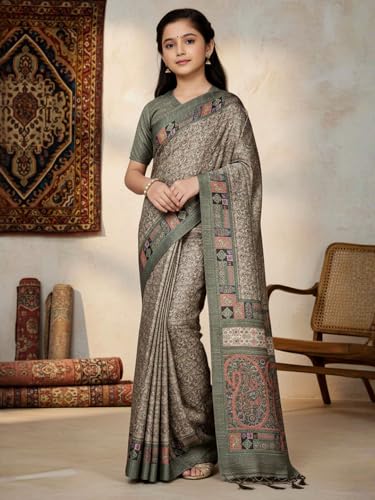 Image of AKHILAM Women's Shimmer Pashmina Silk Abstract Printed Saree With Unstitched Blouse Piece (BBABY7502 AI Parent)