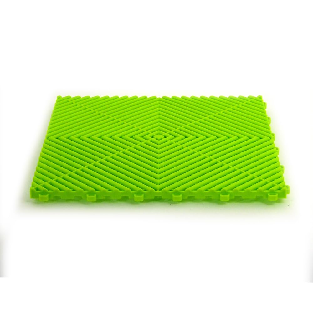 Lot de 25 dalles de sol clipsables - VERT VIF - (4m²) pour garage, cellier, atelier, abris de jardin. Effet Damier 40x40cm, ép.1,8cm, Marque CLIC & dalle, série CLASSIC, Intérieur-Extérieur.