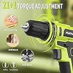 PULITUO 20V Cordless Drill/Driver, 2 Batteries Electric Screwdriver, 30Nm Power Drill Driver, 21+1 Torque, 2 Speed, 3/8"Keyless Chuck, power Drill with LED Light, Drill Driver Kit for Home (Green) - Image 5