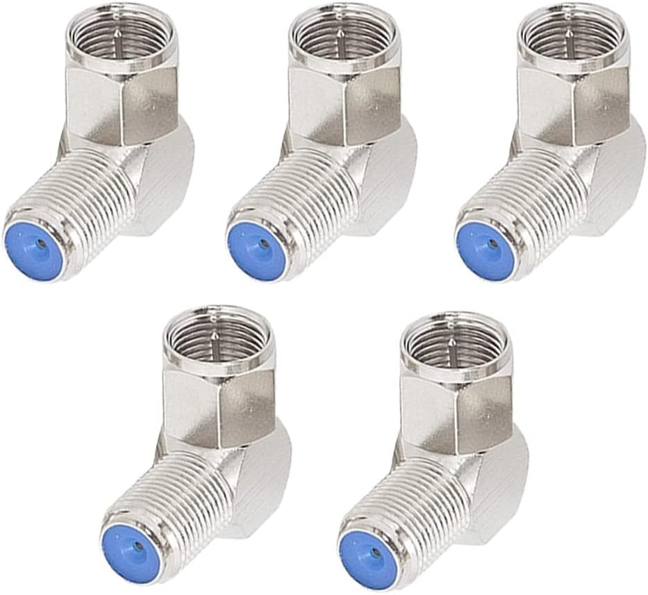 (5 Pack) 3Ghz Coax Cable 90°Degree F Female to Male Connector Right Angle Adapter - Corner Coax F RG6 Coupler Adapter Connector Joiner