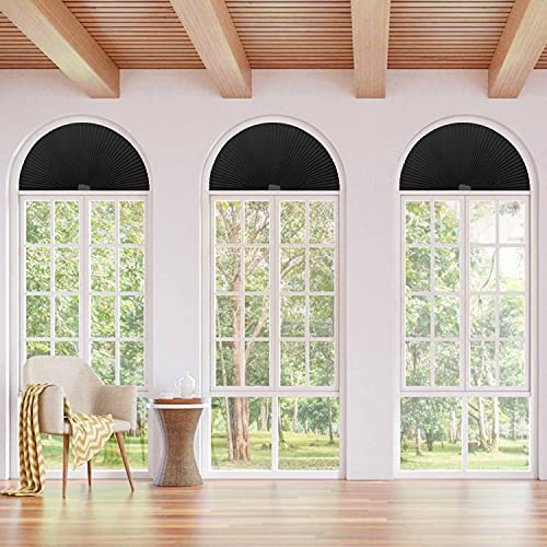 Arch Window Shades Black Pleated Blinds Easy Cut And Install Pleated Shades Blackout Blinds Black 72” X 36” (Black) #TOP4