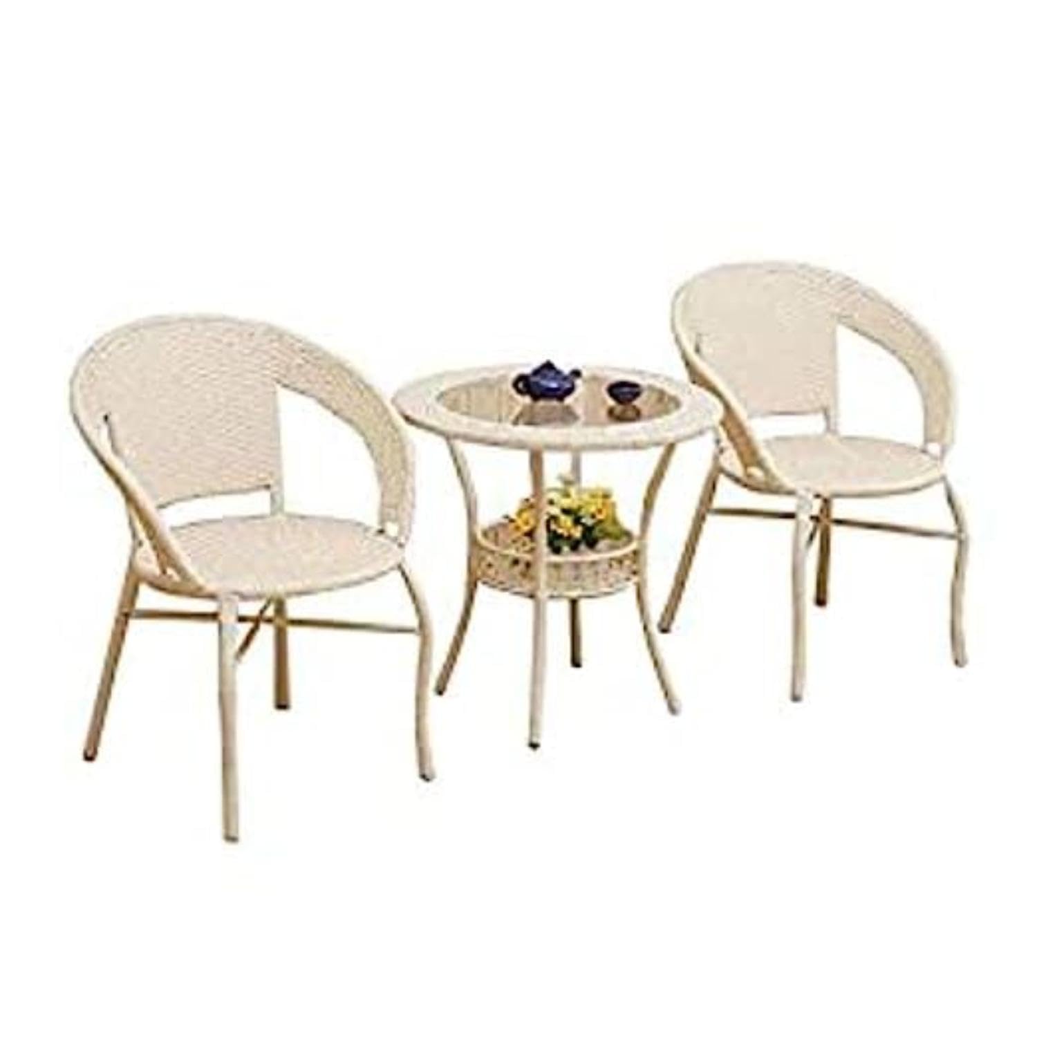 D-12|Indoor |Outdoor |Living Room| Balcony| Garden|(2 Chair + 1 Table)| Furniture Set| Coffee Chair Table Set| Powder Coated|(Cream)-image-13