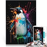 1000-teiliges Puzzle für Erwachsene schöner Pinguin Lernspiel Herausforderungsspielzeug 50x70cm mit passendem Poster und Quizblatt für 14-Jährige