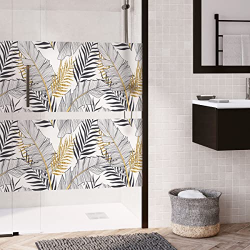 Opaque Window Film - Chic Palm Leaves - Window & Shower Door Sticker - 40 x 200 cm, Palm Tree Chic, H40 x L200 cm