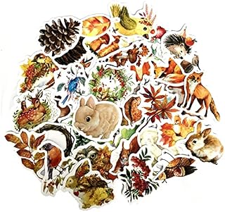 TSHAOUN 82 PCS Various Autumn Theme Stickers, Scrapbooking Stickers Pack, Self-Adhesive Forest Theme Stickers, Scrapbooking Stickers, for Crafts cardmaking, DIY Decoration