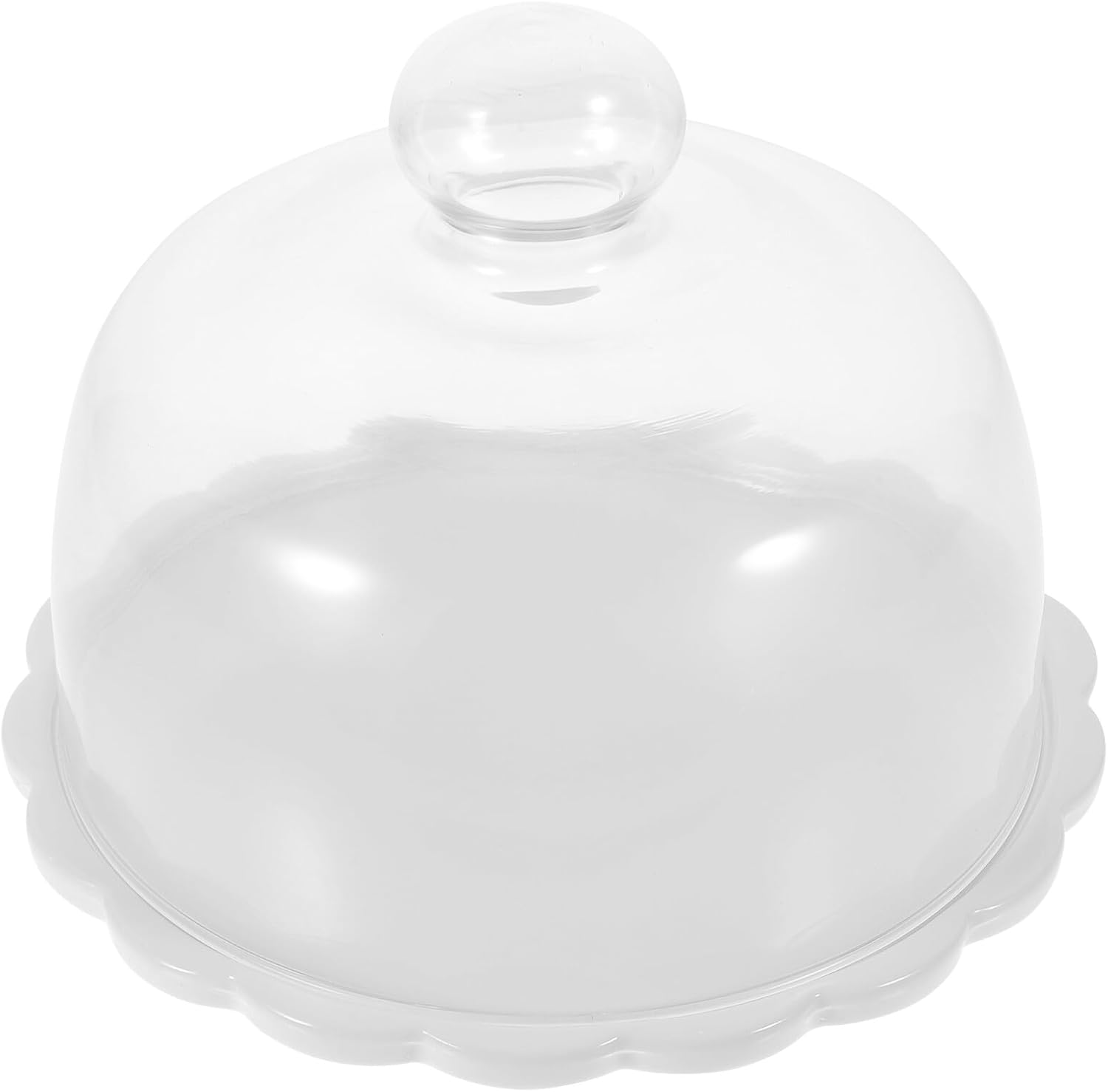 Homoyoyo Glass Cake Cover Dome Protective Food Display Cover for Dessert Pastry Bread Plate Light-colored Fresh-keeping Serving Tray for Kitchen and Party