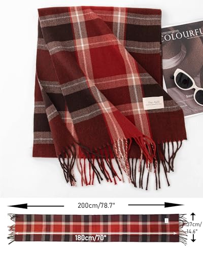 Long Plaid Scarf for Women Men Winter Fall Warm Tassels Big Grid Soft Tartan Shawls Christmas Cold Weather Wraps3
