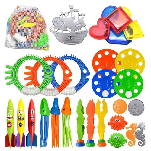 Jeu de plongée piscine 34 pièces : cadeau idéal pour fête estivale