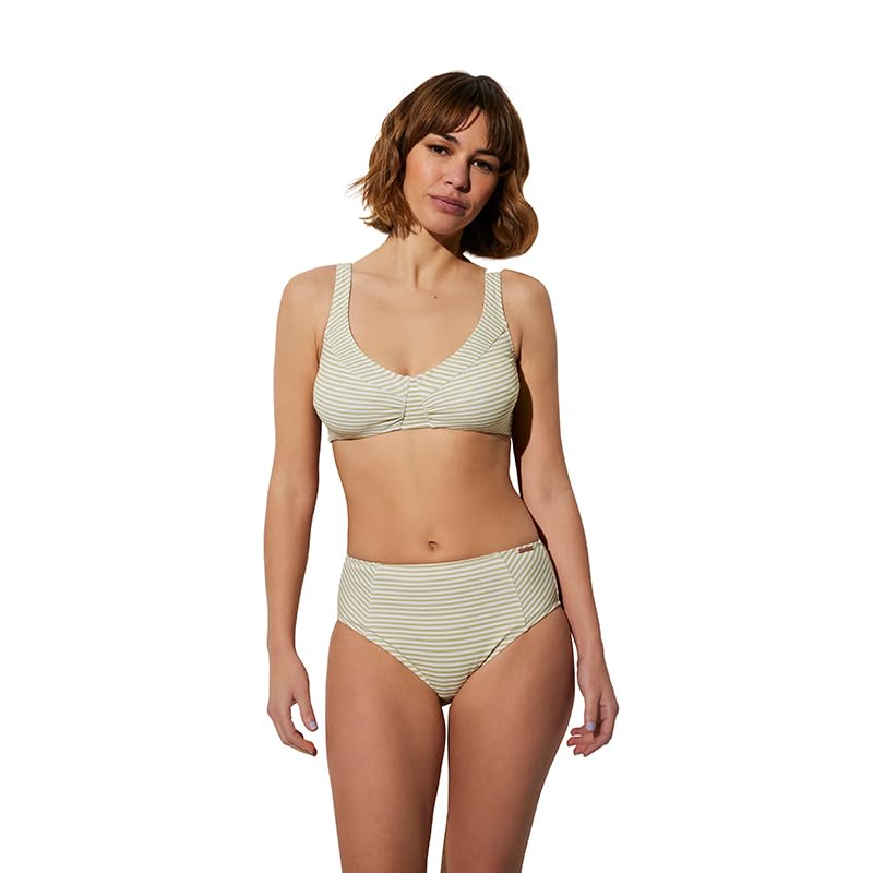 YSABEL MORA Conjunto Bikini con aro Reductor y Braga Midi Rayas Verde