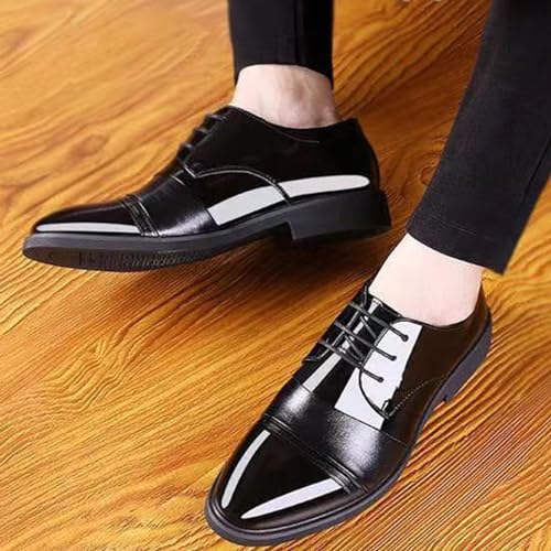 Men’s Leather Oxfords Shoes for Men, Patent Round Toe Lace-up Business Casual Office Work Wedding Tuxedo Shoes2